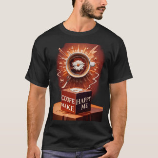 Café Me Torna Uma Camiseta Feliz - Cafeína Engraça