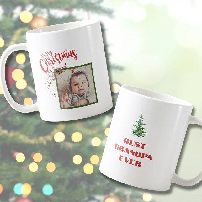 Café Melhor Avô Alguma Vez Foto da Caneca de Natal para (Best Grandpa Ever Photo Christmas Mug for Grandpa)