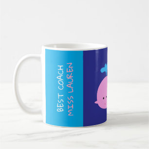 Café Melhor Caneca de Treinador com Nome, Cute Whale Co