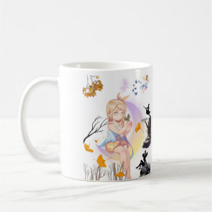 Café Menina Fada Fofa com Borboleta & Veado Caneca de C