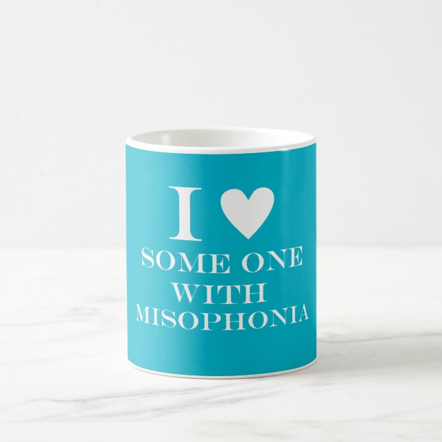 Café Mim ♥ alguém com caneca de Misophonia - turquesa (Centro)