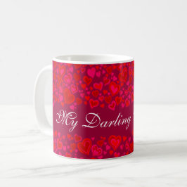 Café Minha Querida Caneca vermelha rosa de corações do