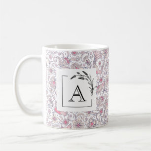 Café Monograma de Arabesco Floral Caneca Clássica