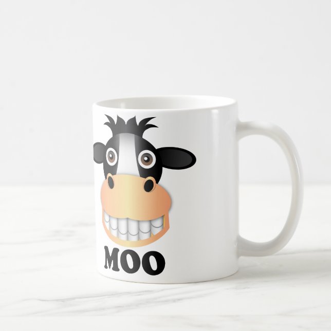 Café MOO - Branco  branco clássico da caneca de 11 (Direita)