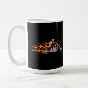 Café Motociclista & chamas de esqueleto: Caneca de caf