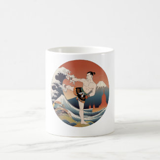 Café Muay Thai Ukiyo-e Fighter | Caneca de arte japones