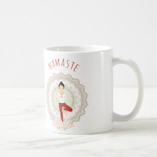 Café Namaste na pose da árvore - caneca de Asana da