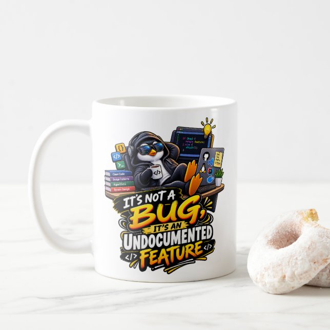 Café Não é um Bug, é uma Funcionalidade Caneca de Engen (Com Donut)