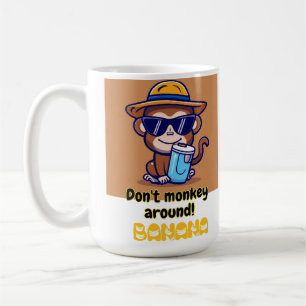 Café Não seja macaco! Banana - Caneca de macaco engraça