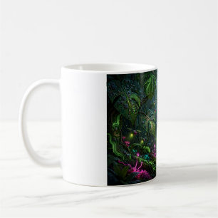 Café Neon Jungle — Caneca de Arte de Fusão de Tecnologi
