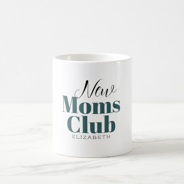 Café New mães clube de caligrafia monograma caneca (Centro)