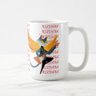 Café Nirvana Gato com Guitarra & Asas – Caneca de Cerâm