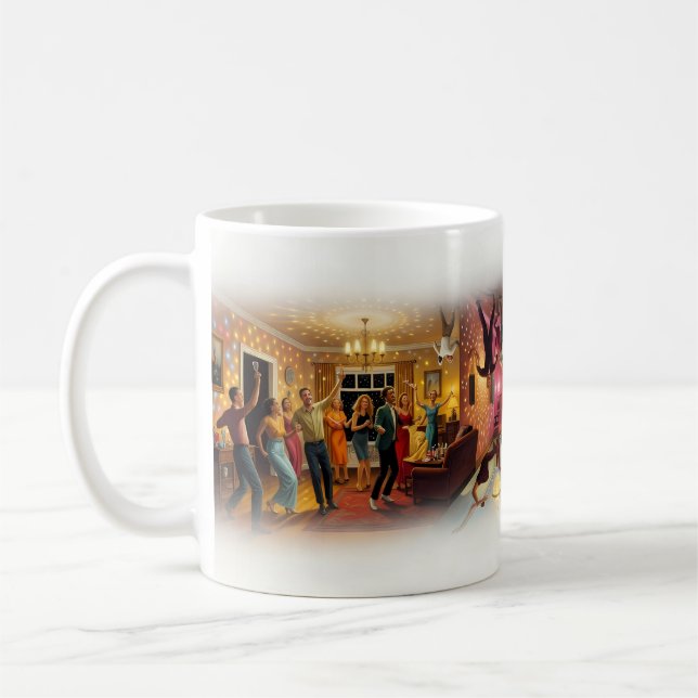 Café Noite de Festa no Mundo Espelho Caneca Virada (Esquerda)