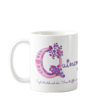 Nome inicial de Quincee ou Q, que significa caneca