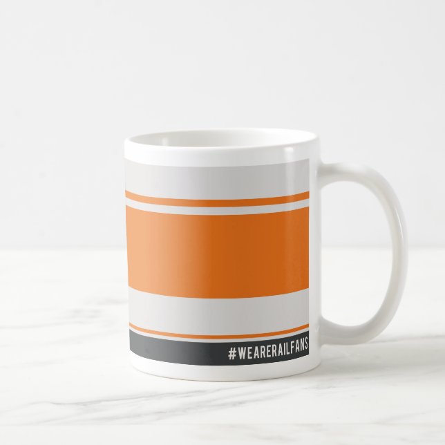 Café Nós somos caneca alaranjada e cinzenta de Railfans (Direita)