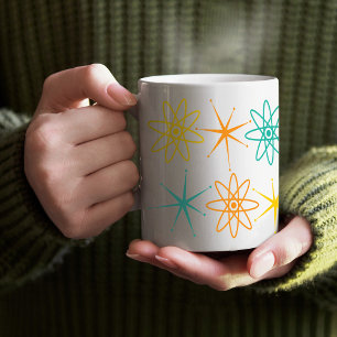Café Noventa anos 50 - caneca de átomos e estrelas