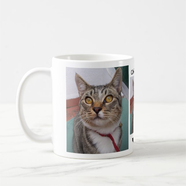 Café O gato de gato malhado pode mim ter alguma caneca (Esquerda)