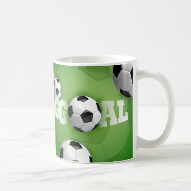 Café Objetivo do futebol da bola de futebol - caneca (Direita)