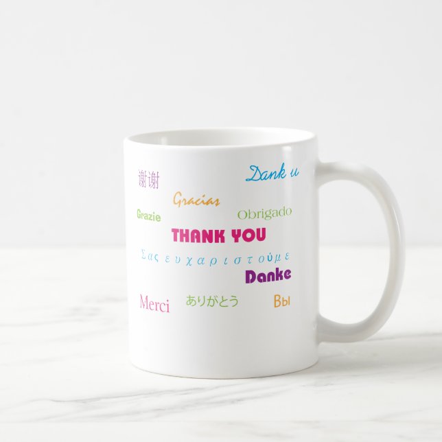 Café Obrigado na caneca de muitos idiomas (Direita)