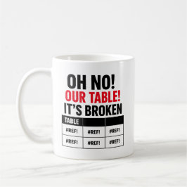 Café OH NÃO Nossa Tabela Está Quebrada Caneca de Erro d
