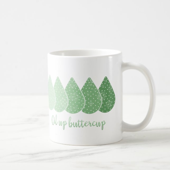 Café Óleo acima da caneca do botão de ouro (verde) (Direita)