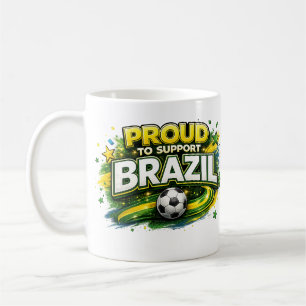 Café ORGULHOSO DE APOIAR O BRASIL Caneca de Fã de Futeb