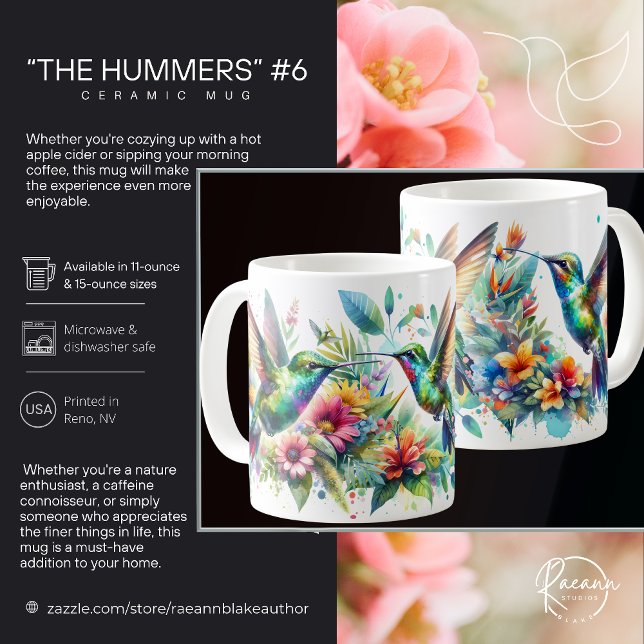 Café "Os Beija-flores" #6 Caneca de Cerâmica de Beija-f (Criador carregado)
