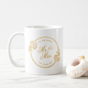 Café Ouro elegante caneca Wedding personalizada de  