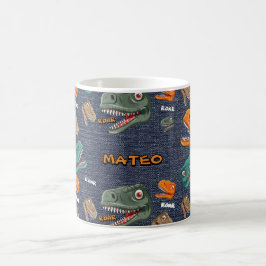 Café Padrão de caneca de dinossauro ousado para meninos