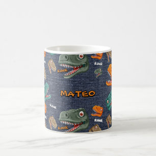 Café Padrão de caneca de dinossauro ousado para meninos