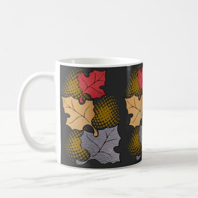 Café Padrão de folhas de outono em uma caneca (Esquerda)
