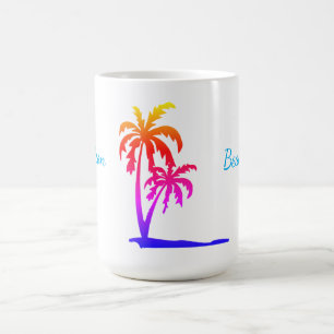 Café Palmeiras de férias de praia caneca personalizada