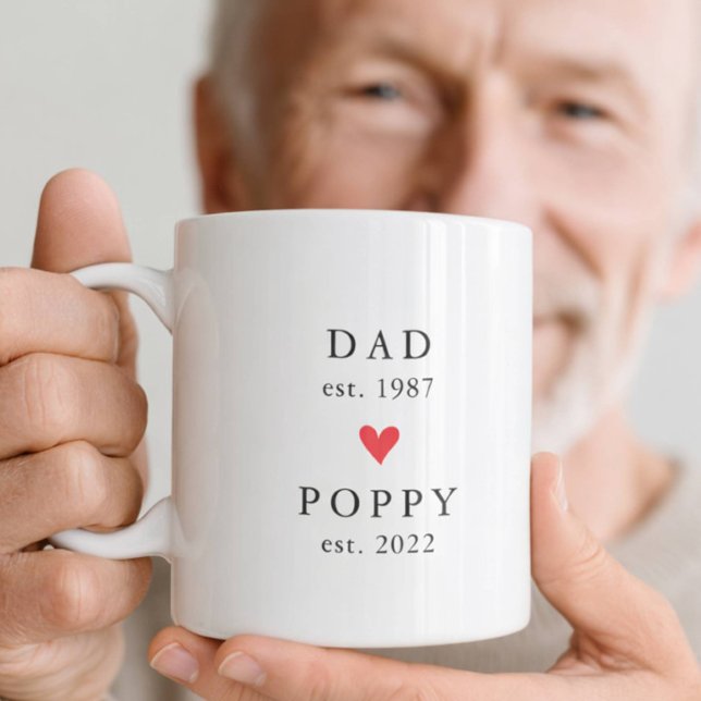 Café Papai Moderno | Ano de Est. da Poppy Caneca de Caf (Criador carregado)