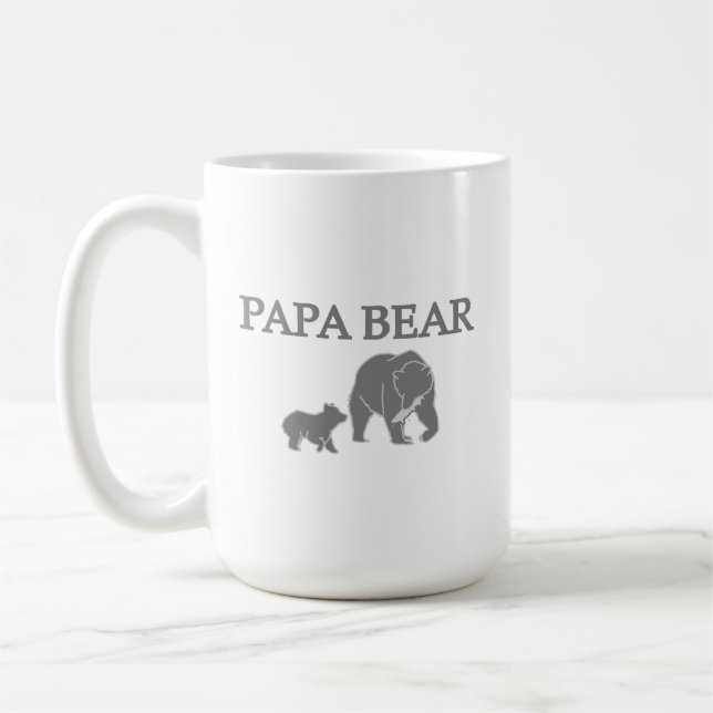 Café "Papai Urso" Urso Pescando com Filhote Caneca de C (Esquerda)