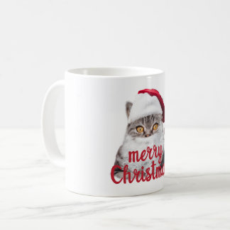 Café papais noeis de natal alegres, caneca de gato