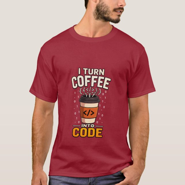Café para Código Camiseta de Programador (Frente)
