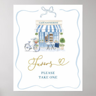 Café parisiense café francês Blue Favor Poster