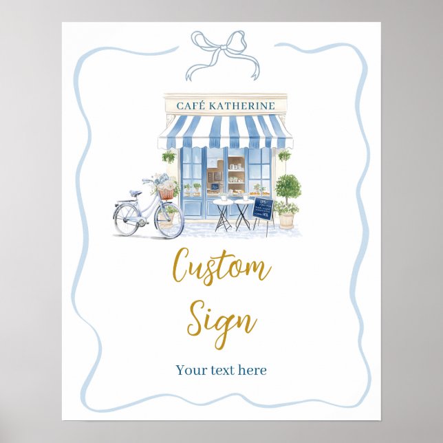 Café parisiense coquete sinal personalizado poster (Frente)