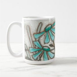 Café Pássaros e flores/azul de Laguna - caneca