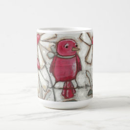 Café Pássaros e flores - caneca do vermelho de Apple