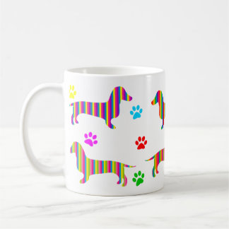 Café Patas dos Dachshunds do arco-íris da caneca de