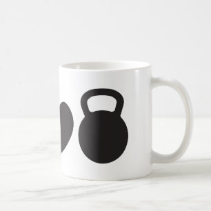 Café Paz, amor, & caneca de Kettlebell"
