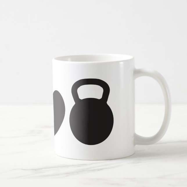 Café Paz, amor, & caneca de Kettlebell" (Direita)