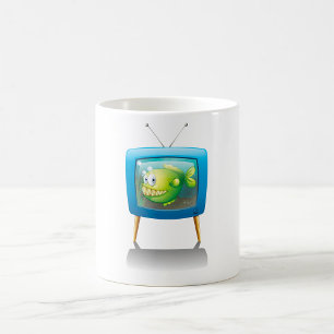 Café Peixe Numa Caneca De Televisão
