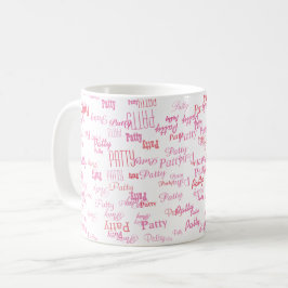 Café pequenos nomes cor-de-rosa - caneca de tipografia