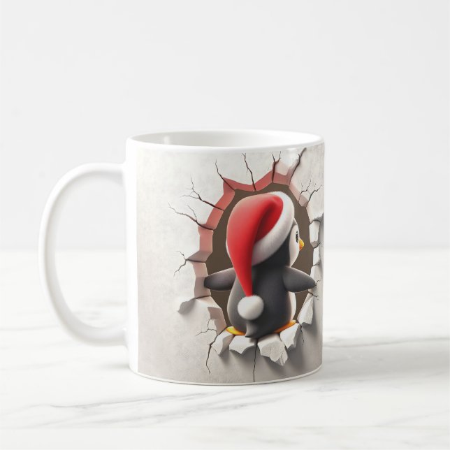 Café Pinguim De Natal A Atravessar - Uma Caneca 3D Boni (Esquerda)