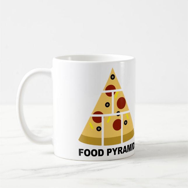 Café Pizza Comida Pirâmide Engraçada Mug ou Caneca de v (Esquerda)