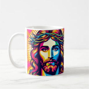 Café Pop de arte colorida, caneca de Jesus!