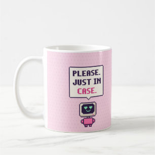 Café Por favor. Só por precaução. Caneca de Pixel de IA