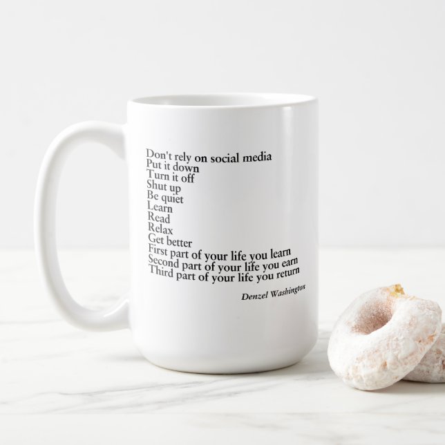 Café PRESENTE DE CANECA COM CITAÇÃO, citação de denzel  (Com Donut)